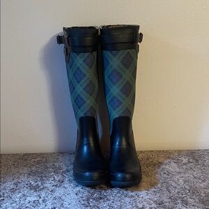 Pendleton Black and Green Plaid Rain Boots